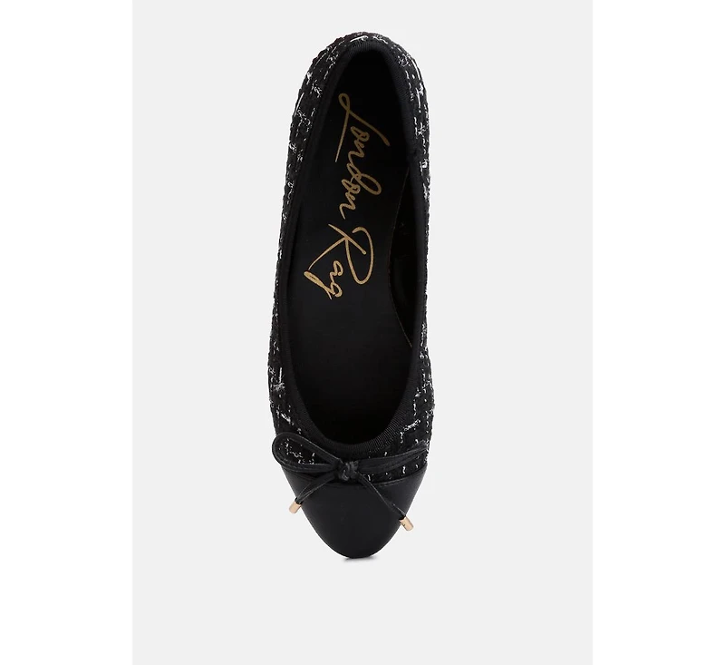Junpey Plaid Tweed Ballet Flats