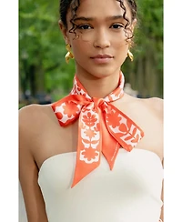 Jessie Zhao New York Silk Skinny Scarf Red Blessing