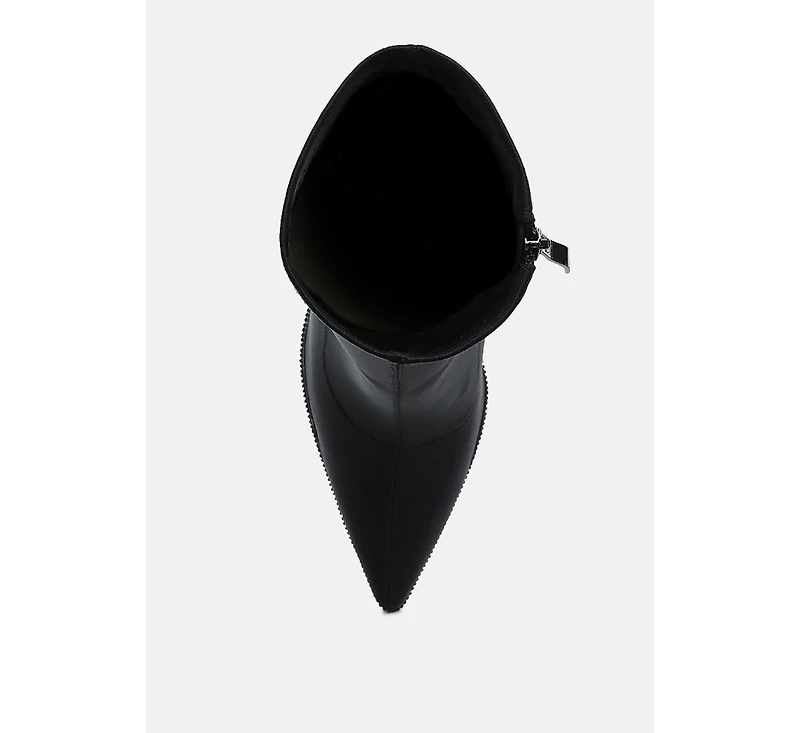 Kasuti Lycra Rhinestone Detail Ankle Boots