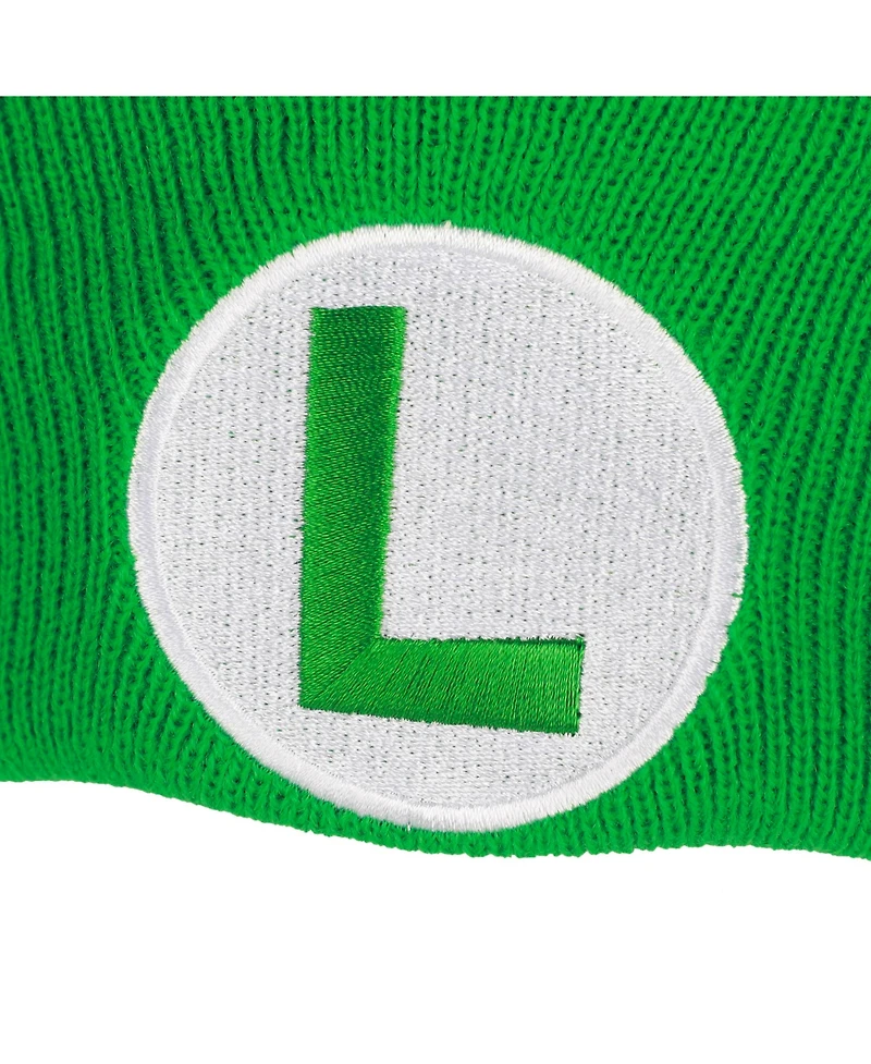 Super Mario Men's Luigi Logo Embroidery Standard Cuff Acrylic Knit Beanie Cuff Beanie
