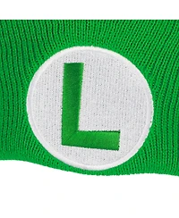 Super Mario Men's Luigi Logo Embroidery Standard Cuff Acrylic Knit Beanie Cuff Beanie