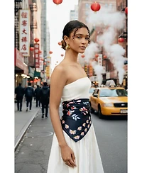 Jessie Zhao New York Double Sided Silk Scarf Midnight Garden