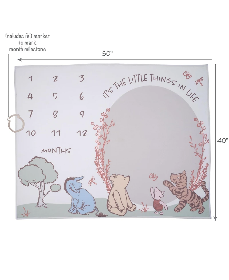 Lambs & Ivy Baby Pooh Bear and Pals Photo Opportunity Milestone Fleece Blanket
