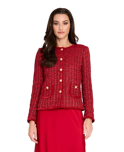 Tahari Asl Petite Long-Sleeve Boucle Jacket