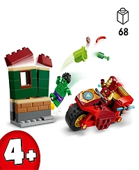 Lego Marvel Iron Man with Bike and The Hulk Building Toy 76287, 68-Pieces