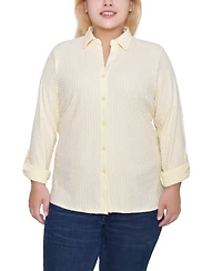 Ny Collection Women's Plus Long Sleeve Textured Knit Top