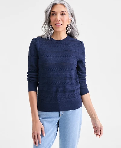 Style & Co Women's Pointelle Crewneck Sweater, Macy's Exclusive