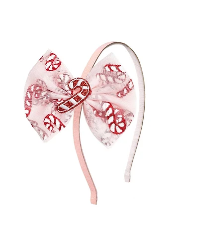 Sweet Wink Girls Candy Cane Confetti Christmas Bow Headband