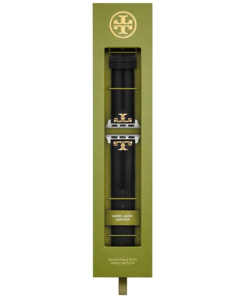 Tory Burch The Kira Black Leather Strap For Apple Watch 38mm-45mm