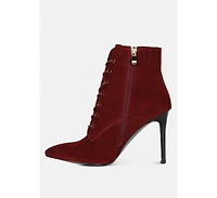 Sulfur Womens Suede Leather Stiletto Ankle Boot