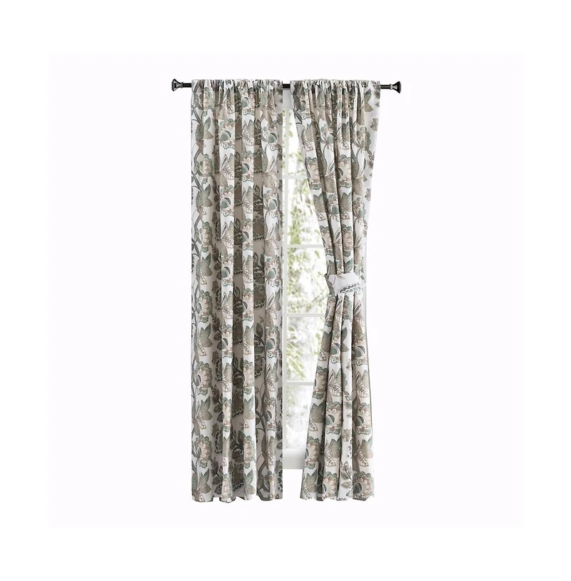 Ellis Curtain Wynette Lined 3" Rod Pocket Curtain Panel Pair with Tiebacks 100" x Grey