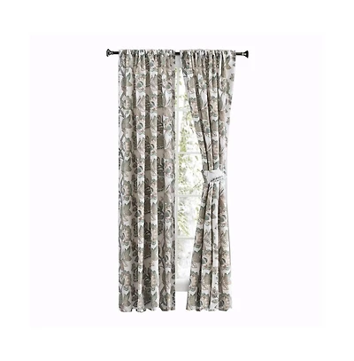 Ellis Curtain Wynette Lined 3" Rod Pocket Curtain Panel Pair with Tiebacks 100" x Grey