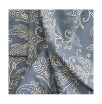 Ellis Curtain Lexington Leaf Pattern on Colored Ground Curtain Pair with Ties 56" x 84'' Blue