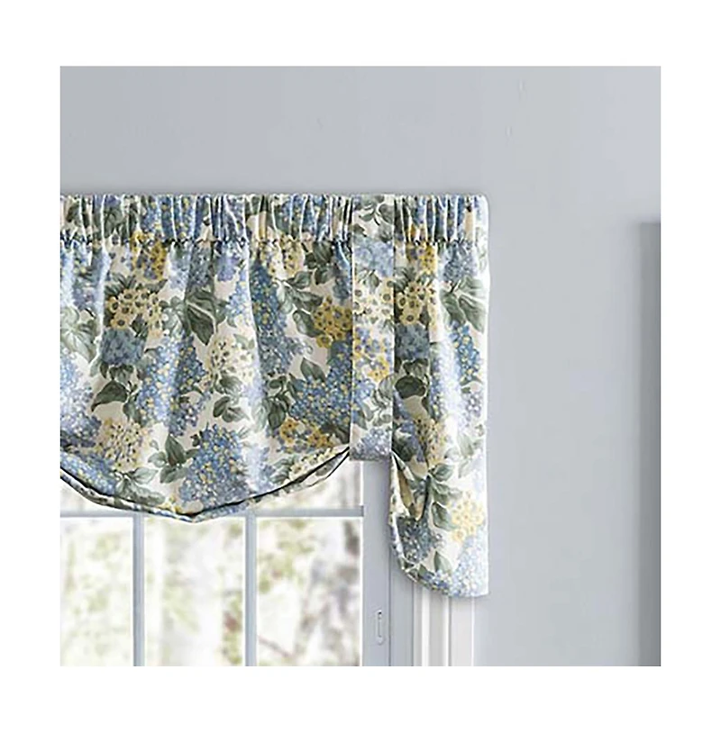 Ellis Hydrangea Classic Pattern Printed 3" Rod Pocket Window Tie Up Valance 60"x24" Blue