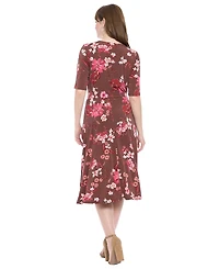 London Times Women's Keyhole Midi Dress