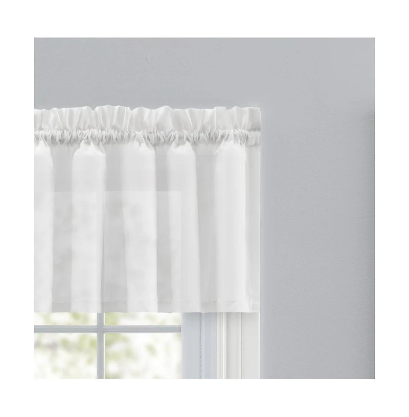 Ellis Curtain Cotton Voile 1.5" Rod Pocket Tailored Valance for Windows 86" x 15" White