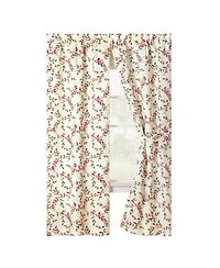 Ellis Vintage Stylish Medium Scale Printed Vine Pattern 1.5" Rod Pocket Tailored Pair with Ties 56"x63" Pecan