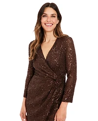 London Times Women's V-Neck Jersey-Knit Midi Dress