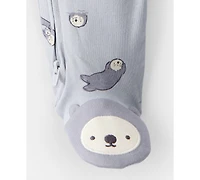 Carter's Baby Boys or Girls Otter Print Long-Sleeve Sleep and Play Pajama