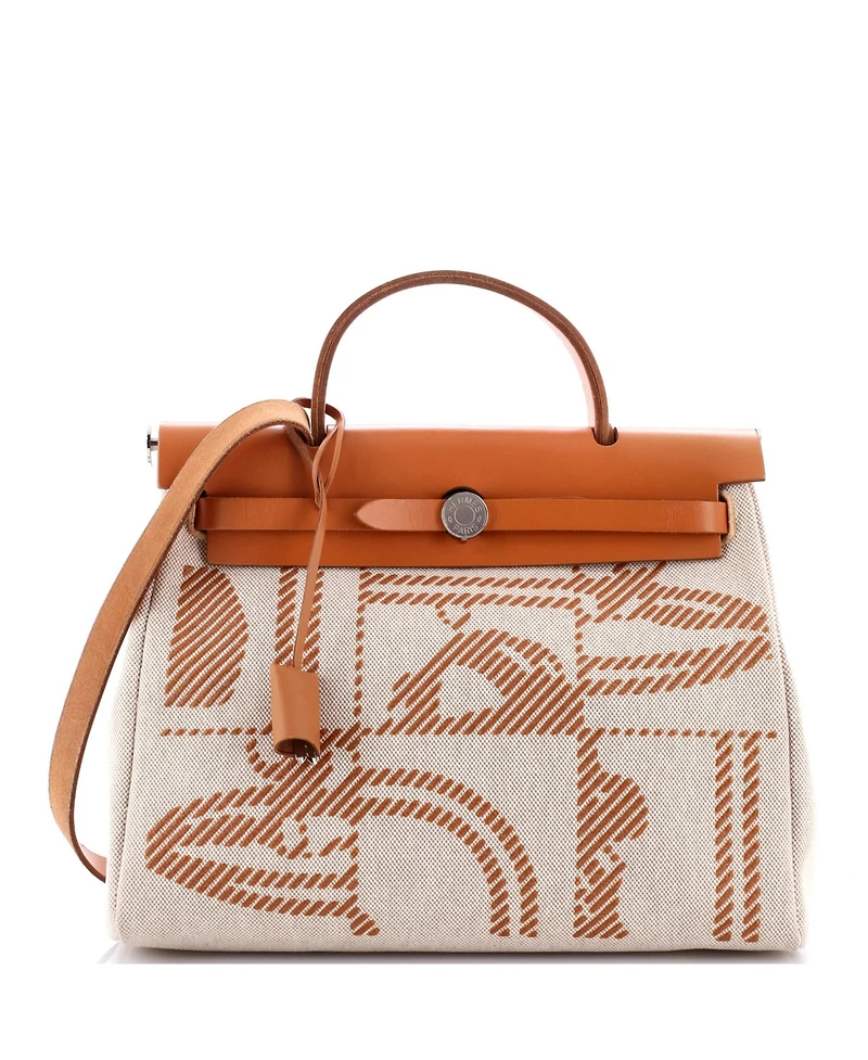 Pre-Owned Hermes 31 Herbag Zip Relief Brides de Gala Toile and Leather