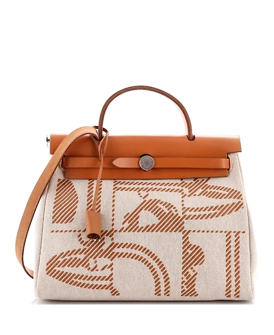 Pre-Owned Hermes 31 Herbag Zip Relief Brides de Gala Toile and Leather