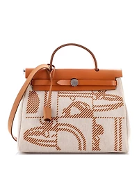 Pre-Owned Hermes 31 Herbag Zip Relief Brides de Gala Toile and Leather