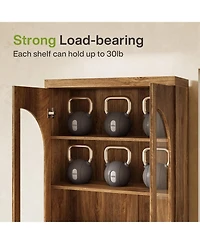 Tribesigns Farmhouse Kitchen Pantry, Free-Standing Wooden Pantry Cabinet, Space Saving Storage Shelf with Two Drawers