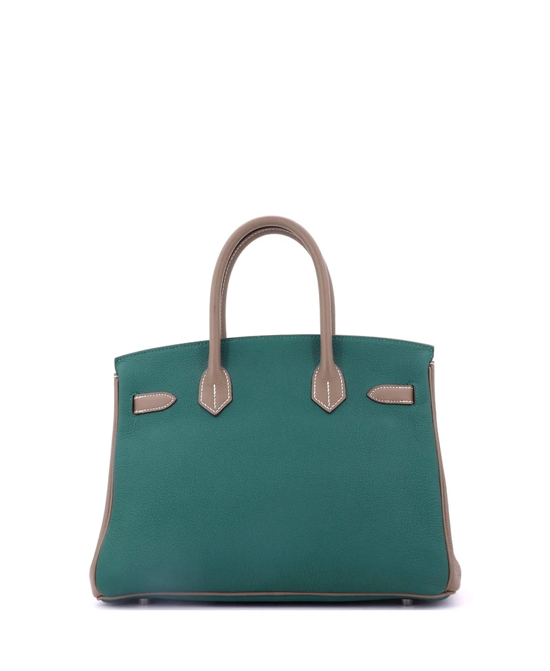 Pre-Owned Hermes Birkin 30 Handbag Bicolor Togo with Brushed Palladium Hardware