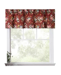 Ellis Bella Rose Stylish Medium Scale Printed Floral Pattern 1.5" Rod Pocket Tailored Valance 58"x15" Red