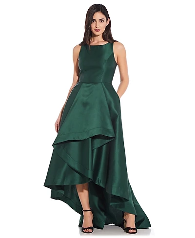 Adrianna Papell High-Low Mikado Gown