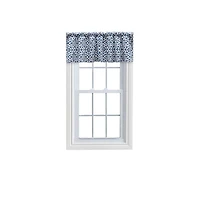 Ellis Athens Printed Tile Design on a Ground 3" Rod Pocket Premium Tailored Valance 50"x16" Navy