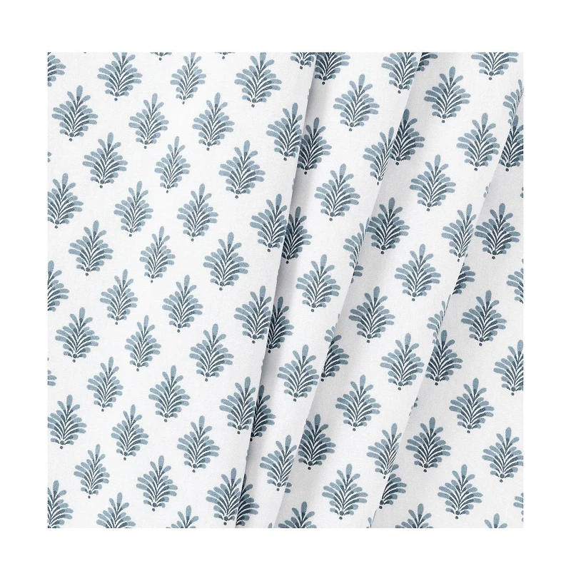 Ellis Curtain Manchester 3" Rod Pocket 100% Cotton Machine Wash and Dry Curtain Pairs 100" x 72" Blue