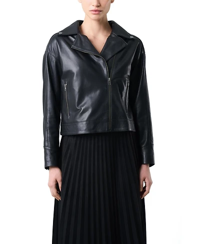 Velez Women's Lyra Jacket Leather for Women, Biker with Fringe