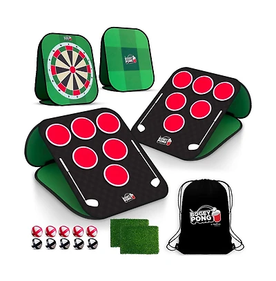 Bogey Pong | 3-in-1 Backyard Pong Golf Game Set with Darts & Tic Tac Toe | Remove Discs for Pong Golf Style Gameplay