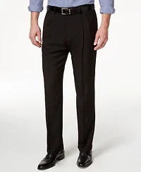 Haggar Men's Eclo Stria Classic Fit Pleated Hidden Expandable Waistband Dress Pants