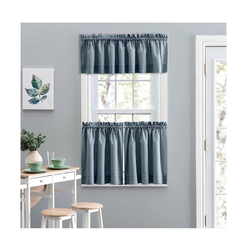Ellis Lisa Solid Color Poly Cotton Duck Fabric Tailored Valance 58"x15" Dusty Blue