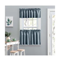 Ellis Lisa Solid Color Poly Cotton Duck Fabric Tailored Valance 58"x15" Dusty Blue