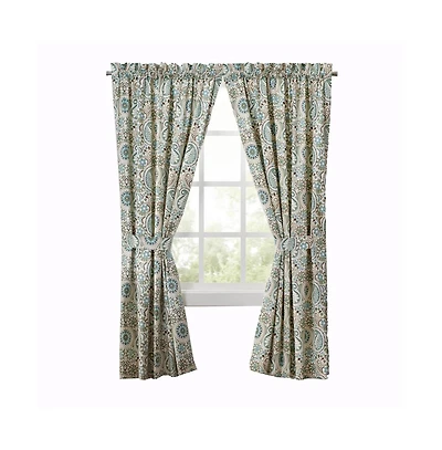 Ellis Curtain Paisley Prism Tailored 3" Rod Pocket Curtain Panel Pair with Tie Backs 100" x 63" Latte