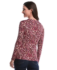 Rafaella Petite Elegant Print Laced Long Sleeve Top