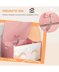 Qaba Toy Box with Lid, Toy Chest Storage Organizer for Bedroom, Pink