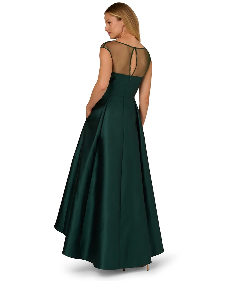 Adrianna Papell Women's Boat Neck Floral Mesh Dress