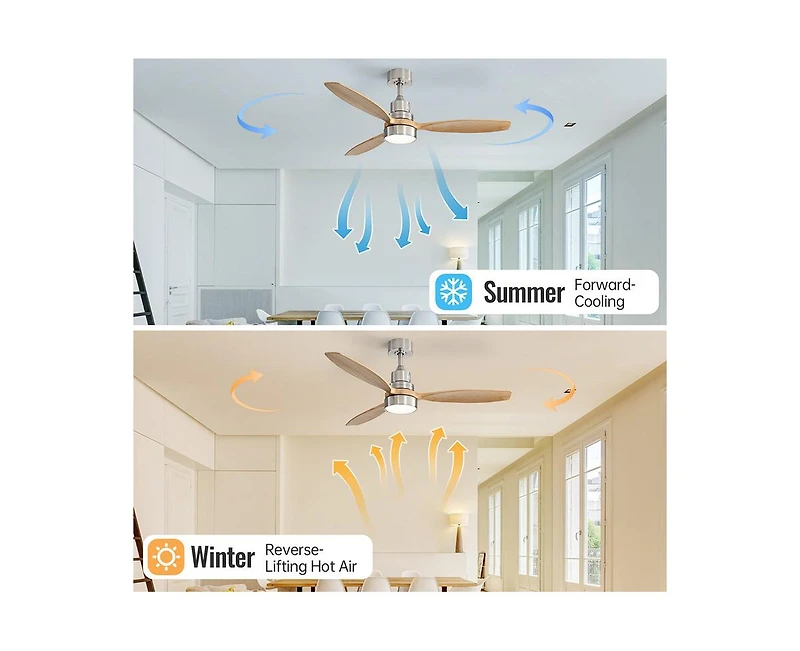 52-inch Simple and Grand Style Sand Nickel 3-Blade Ceiling Fan with Remote Control and Light Source