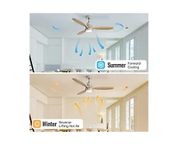 52-inch Simple and Grand Style Sand Nickel 3-Blade Ceiling Fan with Remote Control and Light Source