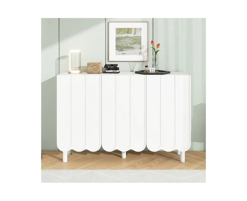 Storage Cabinet Shoe Cabinet with 5 Solid Wood Legs