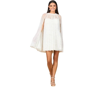 Lara Women's Beaded Bridal Cape Dress