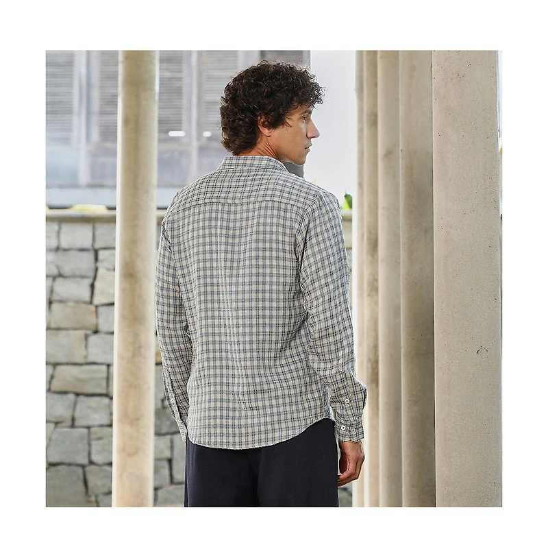 Campus Sutra Men's Icy Blue Bi-Check Shirt
