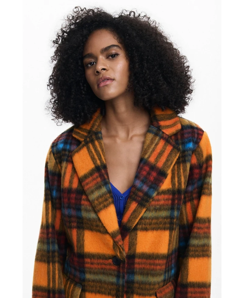 Desigual Women's Long checkered coat