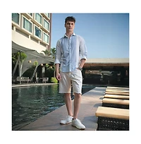 Campus Sutra Men's Powder Blue & Daisy White Panel-Tactile Shirt