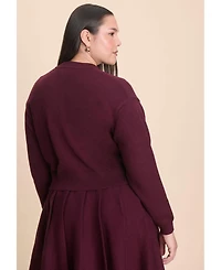 Eloquii Women's Gold Button Cropped Cardigan