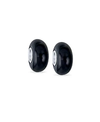 Bling Jewelry Set of 2 Smooth Opaque Murano Glass Charm Bead for European Bracelets Sterling Silver